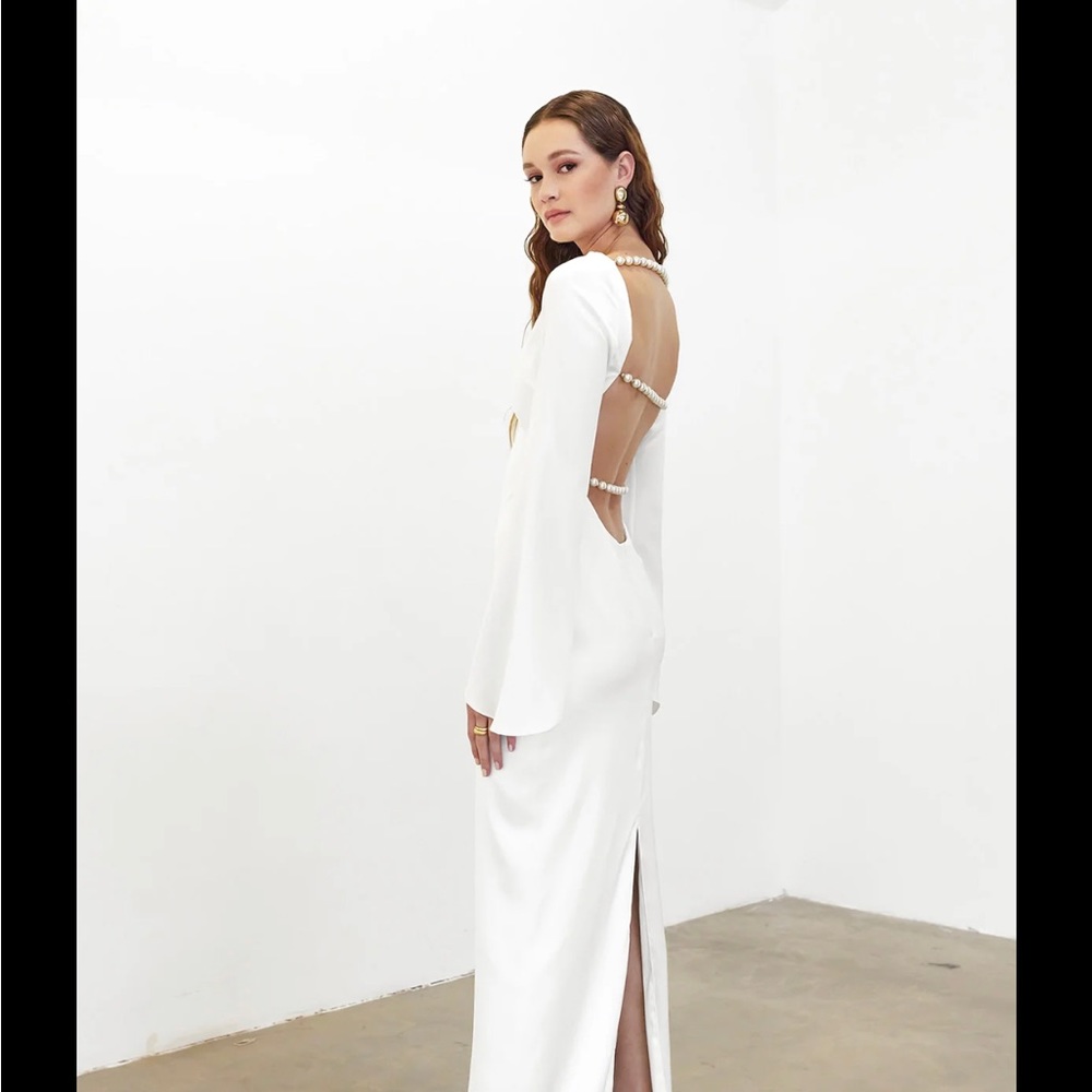 Ivory silk midi dress